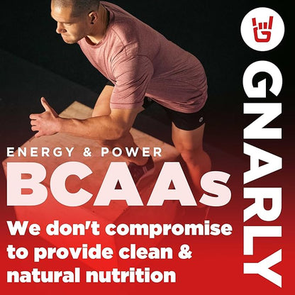 Gnarly Nutrition BCAA Powder - Pre-workout Supplement, NSF Contents Certified, Reduce Muscle Breakdown & Boost Protein Synthesis - Fruit Punch, Caffeine (10.58oz)
