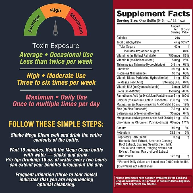 Detoxify – Mega Clean Herbal Detox Cleanse Drink – Full body cleanse detox for women and men - Same day results - Plus sticker