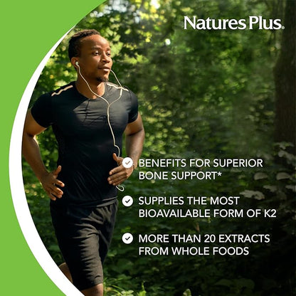 Natures Plus Source of Life Garden Vitamin K2-60 Vegan Capsules, Pack of 2 - Bone Support - Certified Organic, Non-GMO, Gluten Free - 120 Total Servings