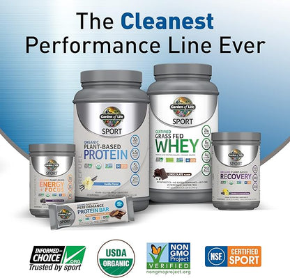 Garden of Life Sport Organic Plant-Based Energy + Focus Vegan Clean Pre Workout Powder, Sugar & Gluten Free BlackBerry Cherry with 85mg Caffeine, Natural NO Booster, B12, 40 Servings, 8.14 Oz