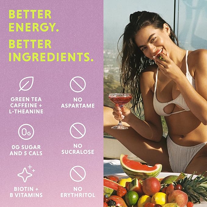 GORGIE Sugar Free Natural Energy Drinks, Sparkling Electric Berry (12 Pack) - Healthy Energy Drinks - Natural Coffee Replacement with Green Tea Caffeine and Biotin - 150mg Caffeine, Vegan, Low Calorie