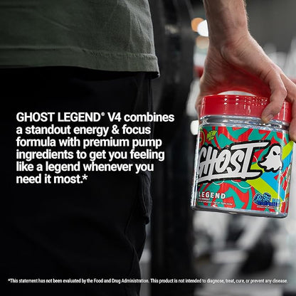 GHOST Legend V4 Pre-Workout Powder, Blue Raspberry - 30 Servings – Pre-Workout for Men & Women with Choline, L-Citrulline, & Beta Alanine for Energy & Focus