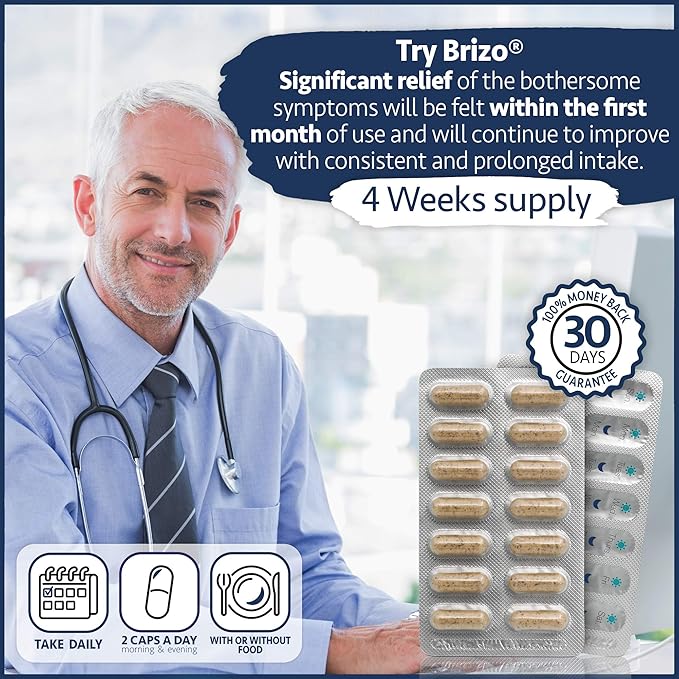 Brizo Prostate Health Supplements for Men - ProstaticSupport and Relief Formula - Herbal Capsules for Mens Urinary Health - Reduce Frequent Urination - 1 Month Supply