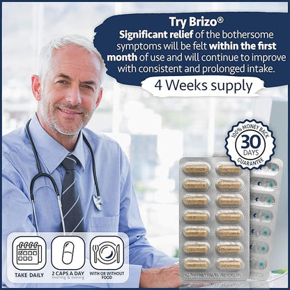 Brizo Prostate Health Supplements for Men - ProstaticSupport and Relief Formula - Herbal Capsules for Mens Urinary Health - Reduce Frequent Urination - 1 Month Supply