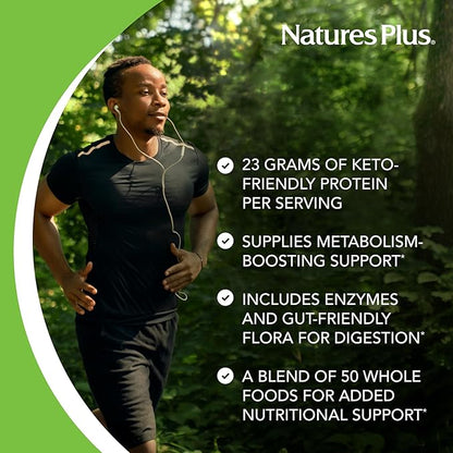 Natures Plus KETOSlim Vanilla Shake - .80 lbs, Vegetarian Protein Powder - Low Carb Plant-Based Meal Replacement - for Keto, Low Glycemic & Diabetic Lifestyles - Gluten-Free - 11 Servings
