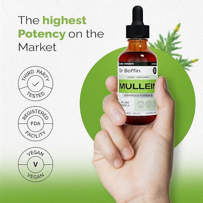 Mullein Leaf Liquid Extract 2 Fl Oz (Pack of 2) - Extra Strenght | Advanced Formula - Natural Supplement Liquid Tincture - Lung Cleanse and Detox - Respiratory Health and Immune Support Drops