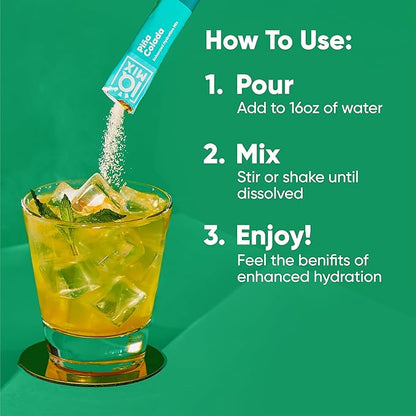 IQMIX Sugar Free Electrolytes Powder Packets - Hydration Supplement Drink Mix with Keto Electrolytes, Lions Mane, Magnesium L-Threonate, and Potassium Citrate - Piña Colada (40 Count)