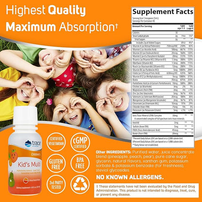Trace Minerals | Kid's Multi | Liquid Multivitamin Supplement with Vitamin C, Zinc, & Minerals | Supports Healthy Bones and Immunity in Children | Natural Citrus Punch Flavor | 96 Servings, 8 fl oz (2 Pack)