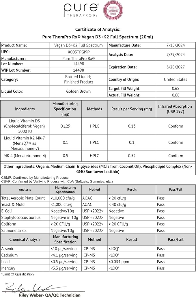 Vegan D3 + K2 Organic 100% Liposomal | 180 Servings | Maximum Absorption Vitamin D3 and Vitamin K2 Supplements for Men and Women, D3 Vitamin 5000 IU, Liquid Vitamin D3 with K2 - 20 mL Bottle