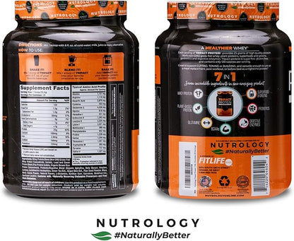 Nutrology TRIPACT Protein Powder, Creamy Chocolate Flavor, 7-in-1 Meal Replacement Shake with Grass Fed Whey Protein Powder, Pea Protein Powder, Greens, Probiotics & BCAAs, 20 Servings