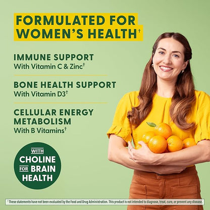 MegaFood Women's Multi - Multivitamin for Women - Gummy Vitamins - Vitamin C, Vitamin D, Zinc, Vitamin B12 & Choline - Immune Support & Bone Health - Vegetarian - Tangerine - 60 Gummies (30 Servings)