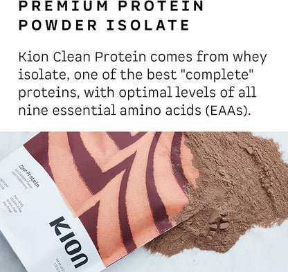 Kion Clean Protein | Grass-Fed & Pasture-Raised Whey Isolate Protein Powder | Rich Chocolate | 30 Servings