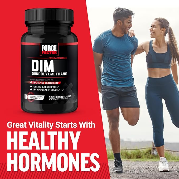 Force Factor DIM Pills to Decrease Estrogen in Men, Diindolylmethane Supplement with Key Natural Ingredients and Superior Absorption, Diindolylmethane 300mg, Works Fast, 30 Capsules
