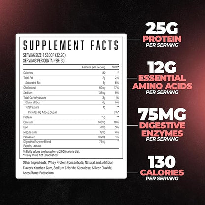 Huge Whey, Protein Powder for Muscle Gain, 25g Protein, 12g EAAs, Supports Muscle Growth, Performance & Recovery (Strawberry Cheesecake, 30 Servings)