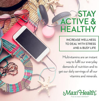 Maxi Health Teen Multivitamin for Girls 12-17 years, Natural Vitamins and Minerals Enhances Development and Immune Health, Best Kosher Supplement for Teenagers, 60 Count