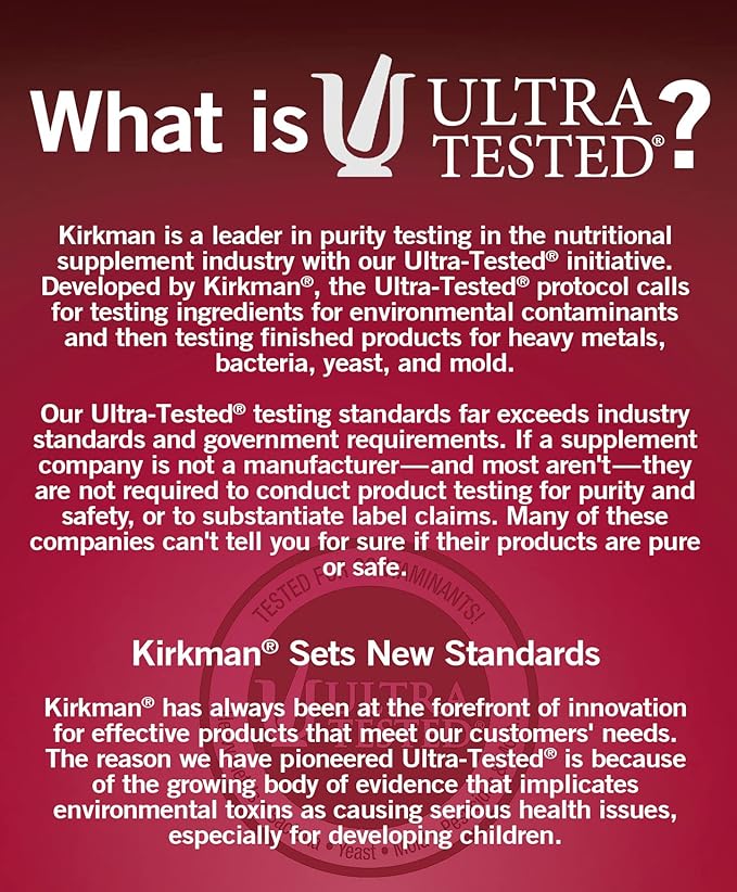 Kirkman - Vitamin B6 with Magnesium - 120 tablets - Potent Vitamin B6 & Magnesium Supplementation - Chewable Wafer - Hypoallergenic