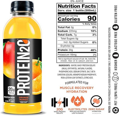 Protein2o 20g Whey Protein Isolate Infused Water Plus Electrolytes, Sugar Free Sports Drink, Ready To Drink, Gluten Free, Lactose Free, 20g Variety Pack, 16.9 Fl Oz (12 Count)