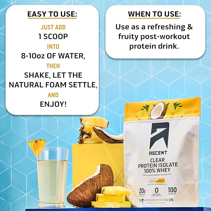 Ascent Clear Whey Protein Isolate - Pineapple Coconut