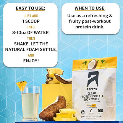 Ascent Clear Whey Protein Isolate - Pineapple Coconut