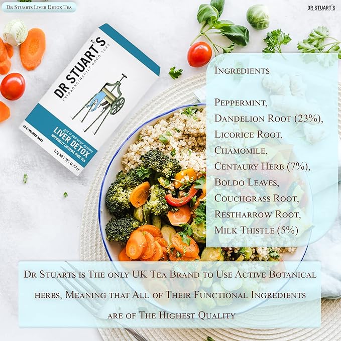 Dr Stuart's Liver Detox Tea - 90 Teabags (15 bags x Pack of 6) | with Dandelion Root, Centaury Herb & Milk Thistle | Supports Healthy Liver | Naturally Caffeine Free