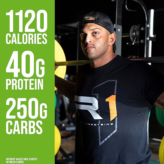 Rule One Proteins, Mass Gainer- Chocolate Peanut Butter, High-Calorie Weight Gain Formula w/ 1,220+ Calories, 250g+ Complex Carb Blend, 40g All-Whey Protein, 8g Fat Per Serving, 12 Pounds, 16 Servings