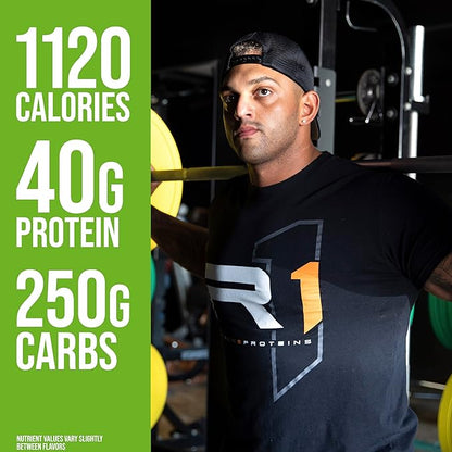 Rule One Proteins, Mass Gainer- Chocolate Peanut Butter, High-Calorie Weight Gain Formula w/ 1,220+ Calories, 250g+ Complex Carb Blend, 40g All-Whey Protein, 8g Fat Per Serving, 6 Pounds, 8 Servings