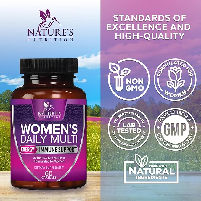 Multivitamin for Women - Womens Daily Multi Vitamin & Multimineral Supplement with Vitamins A, C, D, E, B6, B12, Zinc, Calcium & Magnesium, Energy & Immune Support, Non-GMO, Gluten Free - 60 Capsules
