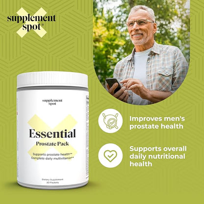 Essential Prostate Health Pack - Prostate Supplements for Men w/Saw Palmetto, Vitamins, Minerals - Daily Multivitamin for Men to Support Prostate, Overall Health - Dietary Supplement, 30 Packets