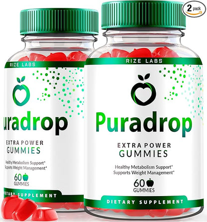 Puradrop Extra Power Gummies for Weight Loss Management, Extra Strength, Keto ACV (Apple Cider Vinegar) Gummy Supports Healthy Metabolism (120 Gummies)