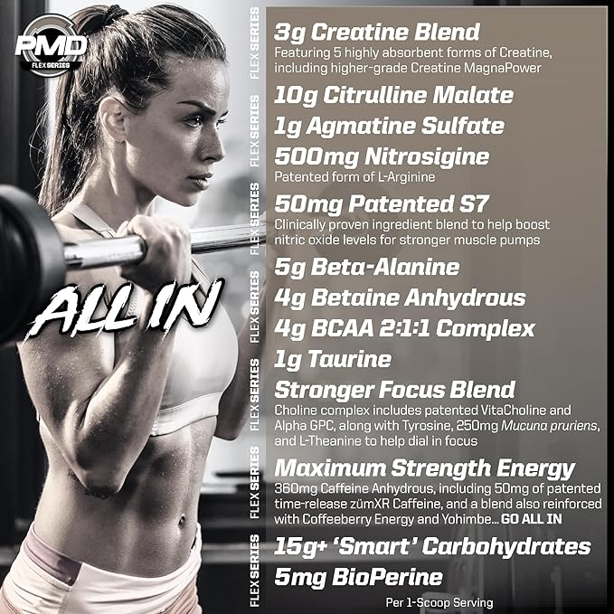 PMD Sports Pump Fuel All in Insanity - Ultimate Muscle Pump Supplement & Pre Workout Powder - Maximum Energy and Focus with Premium Creatine, Beta Alanine & More -Surgin’ Cherry Slush (20 Servings)