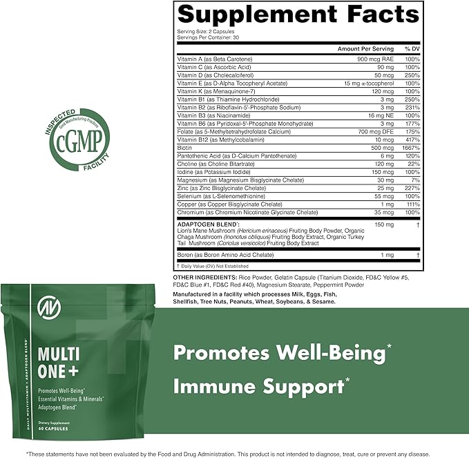 MultiOne Men & Women’s Daily Multivitamin - Essential Nutrients and Minerals for Optimal Health (60 Capsules)