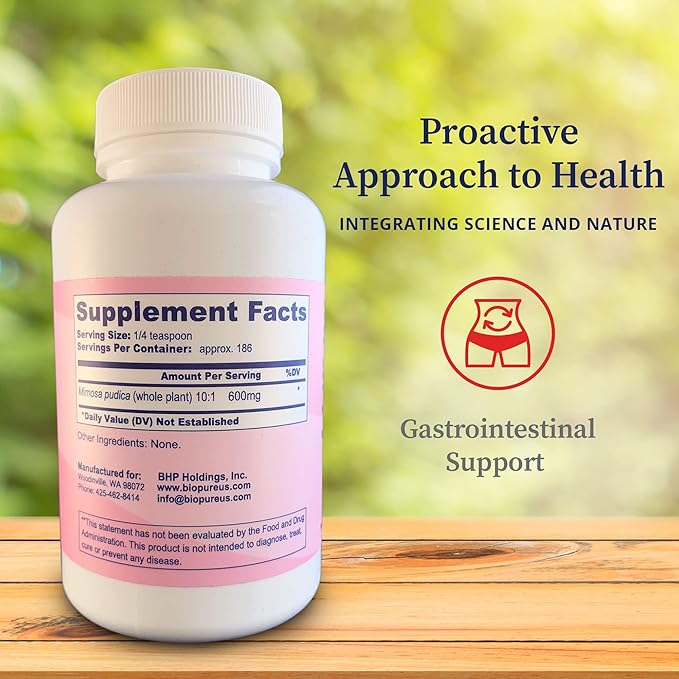 BioPure Mimosa – Wildcrafted Organic Mimosa Pudica Powder to Eliminate Unwanted Organisms, Toxins, & Debris from Gastrointestinal Tract for Gut Health & Balanced Flora Proliferation & Microbiome – 4oz