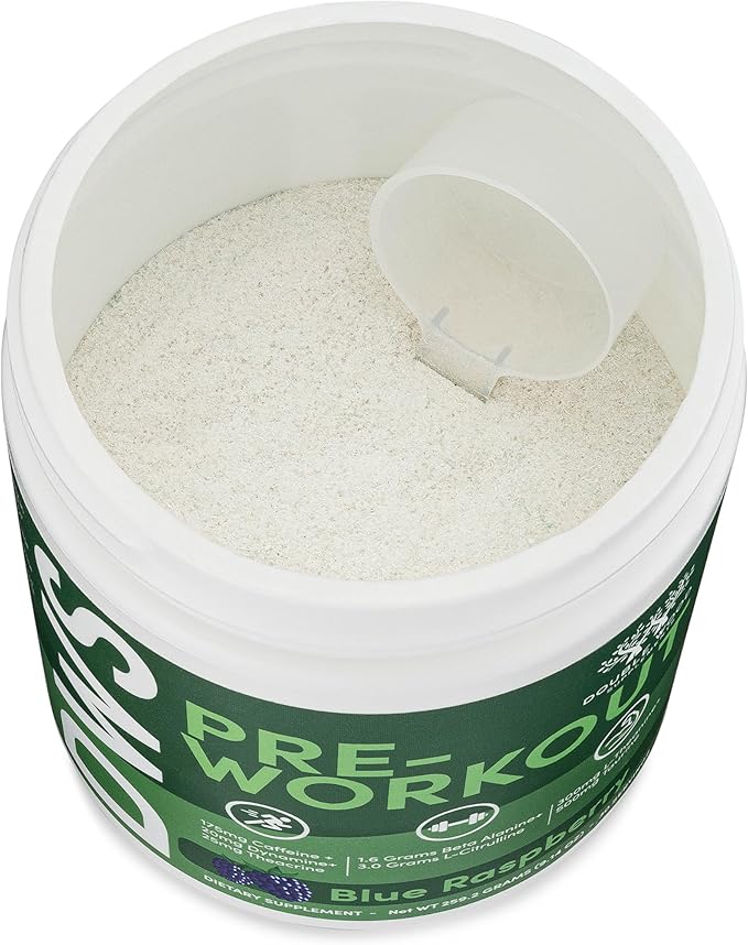 Pre Workout Powder for Men & Women (30 Servings of Caffeine, Beta Alanine, L-Citrulline, Dynamine, L-Theanine, Taurine, Theacrine, & More) Preworkout Powder with Scoop by Double Wood (Blue Raspberry)