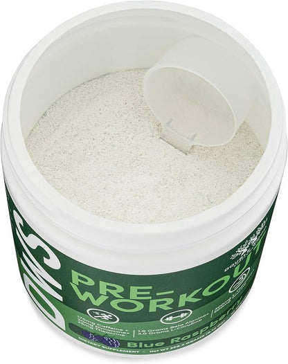 Pre Workout Powder for Men & Women (30 Servings of Caffeine, Beta Alanine, L-Citrulline, Dynamine, L-Theanine, Taurine, Theacrine, & More) Preworkout Powder with Scoop by Double Wood (Blue Raspberry)