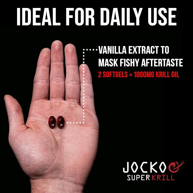 Jocko Fuel Antarctic Krill Oil Omega 3 Fatty Acid Supplements DHA & EPA - 1000mg Softgels - Supports Joints, Mobility & Mental Function (60 Softgels)