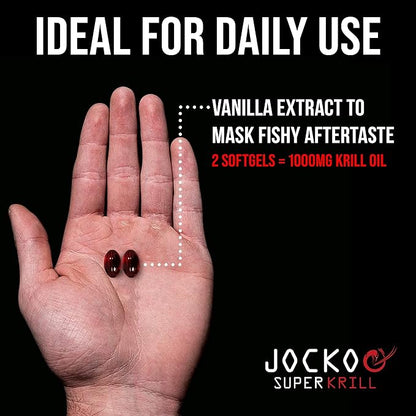Jocko Fuel Antarctic Krill Oil Omega 3 Fatty Acid Supplements DHA & EPA - 1000mg Softgels - Supports Joints, Mobility & Mental Function (60 Softgels)