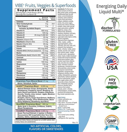 Eniva Health Vibe Liquid Daily Multivitamin | Fruit & Veggie Superfood Supplement | Doctor Formulated | 2 Bottle Value Pack 64 oz