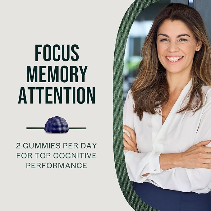 Orlo Focus & Memory Gummies – Nootropic Supplement for Adults with Lion’s Mane, L-Theanine, Phosphatidylserine, Spirulina, Vitamin B6 & B12 Methylcobalamin (60 Gummies)