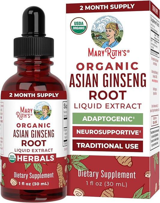 MaryRuth Organics Herbal Supplement Drop, Antioxidant, Boost Energy, Pack of 1, Ginseng Root for Vitality, Supports Focus and Endurance, Vegan, Non-GMO, Gluten Free, 1 Fluid Ounces