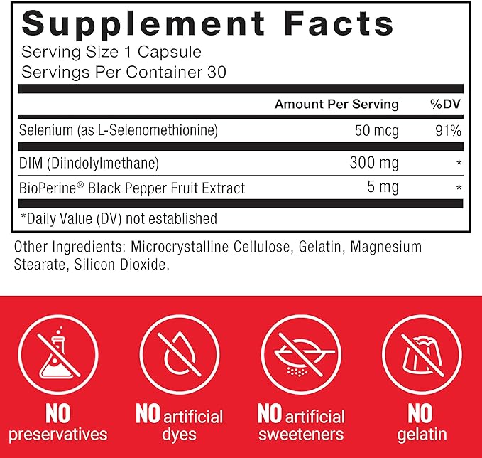 Force Factor DIM Pills to Decrease Estrogen in Men, Diindolylmethane Supplement with Key Natural Ingredients and Superior Absorption, Diindolylmethane 300mg, Works Fast, 30 Capsules