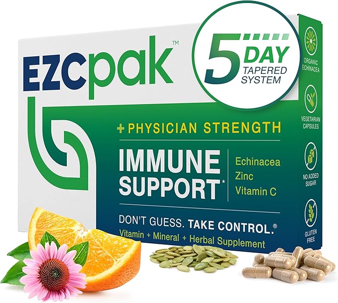 EZC Pak 5-Day Tapered Immune Support Booster - Vitamin Immune Support Supplement, Echinacea, Zinc Vitamin C, Vitamins for Immune System Support, Immune Boosters for Adults - Immune Support Vitamins