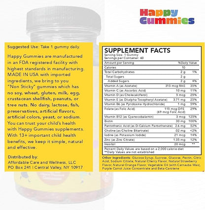 Kids Multivitamin, 60ct Strawberry, Orange and Cherry Flavored Gummies