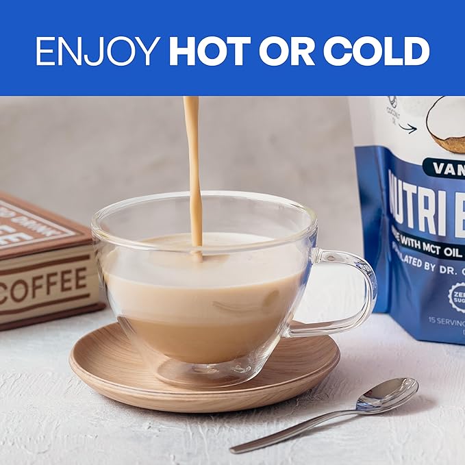 NutriBreakfast by Nutrillermo/Keto Protein Vanilla Latte Collagen Powder with MCT Oil/MCT Oil Powder with Collagen/Keto Collagen Peptides Powder with Grass-Fed Bovine Collagen Type I & III-15 Servings