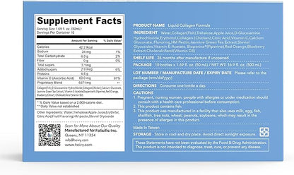 Marine Collagen Liquid, Collagen Drink, Marine Collagen, Liquid Collagen for Women for Hair Growth, Skin Repair, 1.69 Fl Oz (Pack of 10), Collagen Drink for Joints&Bones