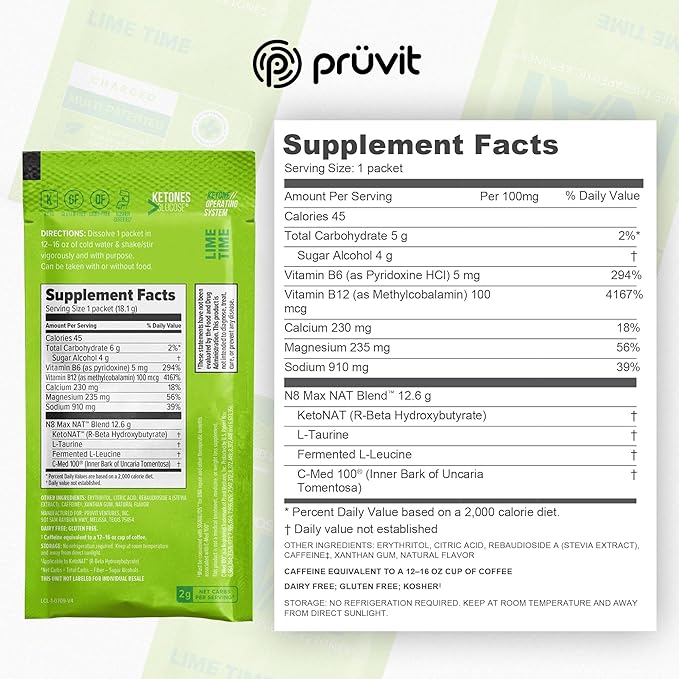 Keto//OS NAT Lime Time Keto Supplements – Charged - Supplement for Men and Women (20 Count)