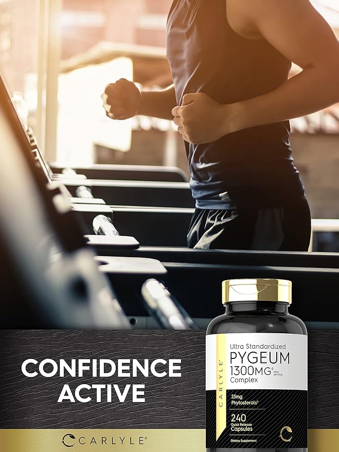 Carlyle Pygeum Supplement 1300mg | 240 Capsules | Non-GMO, Gluten Free | Africanum Bark Extract Supplement