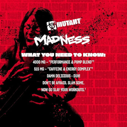 Mutant Madness | Pre Workout Powder Supplement Performance and Pump Blend Includes L-Citrulline, Beta-Alanine, Taurine, L-Tyrosine | 30 Serving | Pineapple