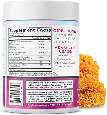 One Sol Fat Burner for Women, Natural Metabolism Booster, Burn More Calories, Boost Energy & Mood, Curb Appetite & Stop Cravings, No Crash or Jitters, All-Natural Ingredients, Gluten & Soy Free