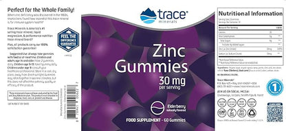 Trace Minerals Zinc Gummies - Chewable Zinc Supplement with Elderberry - Supports Immune System Health - Supplement to Aid Healthy Digestion & Development - Elderberry, 60 Gummies (30 Servings)